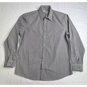 Nick Graham Everywhere‎ Black Gingham Check Modern Fit Long Sleeve Shirt Large